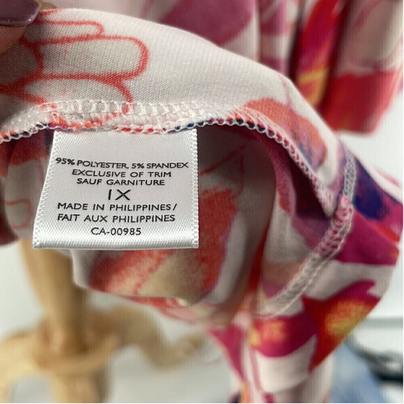 Natori open front floral cardigan duster vacation tropical sz 1X - Picture 7 of 11